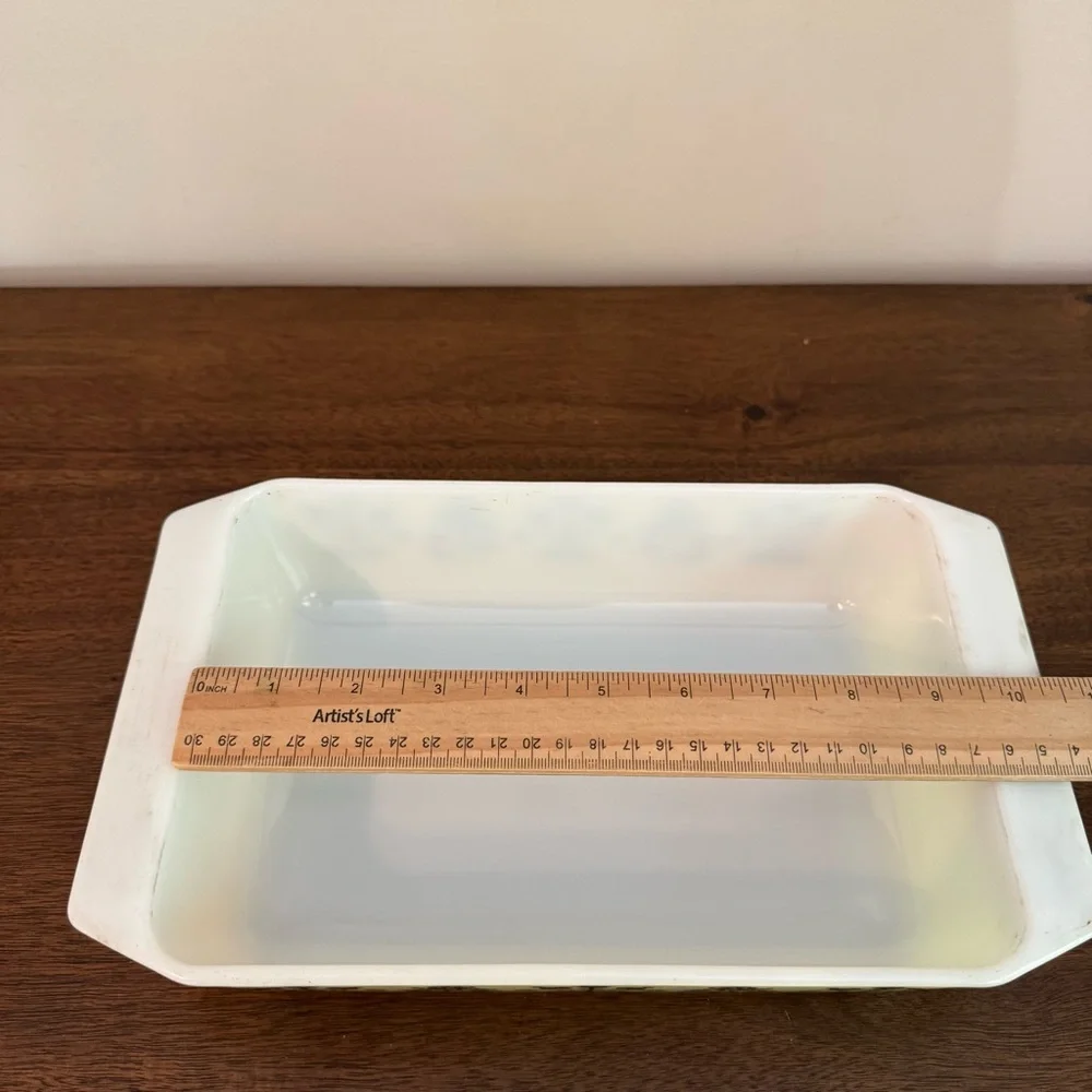 Vintage Pyrex Yellow 575-B Needlepoint Embroidery Rectangle Casserole Dish